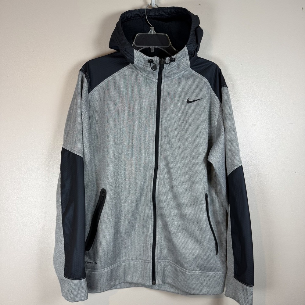 Nike Tech Therma-FIT Full Zip Hoodie Gray Jacket Men's Large 524393-063